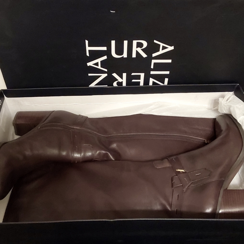 NWT Naturalizer Leather Boots — Chocolate / Saddle — Kamora - Picture 6 of 6